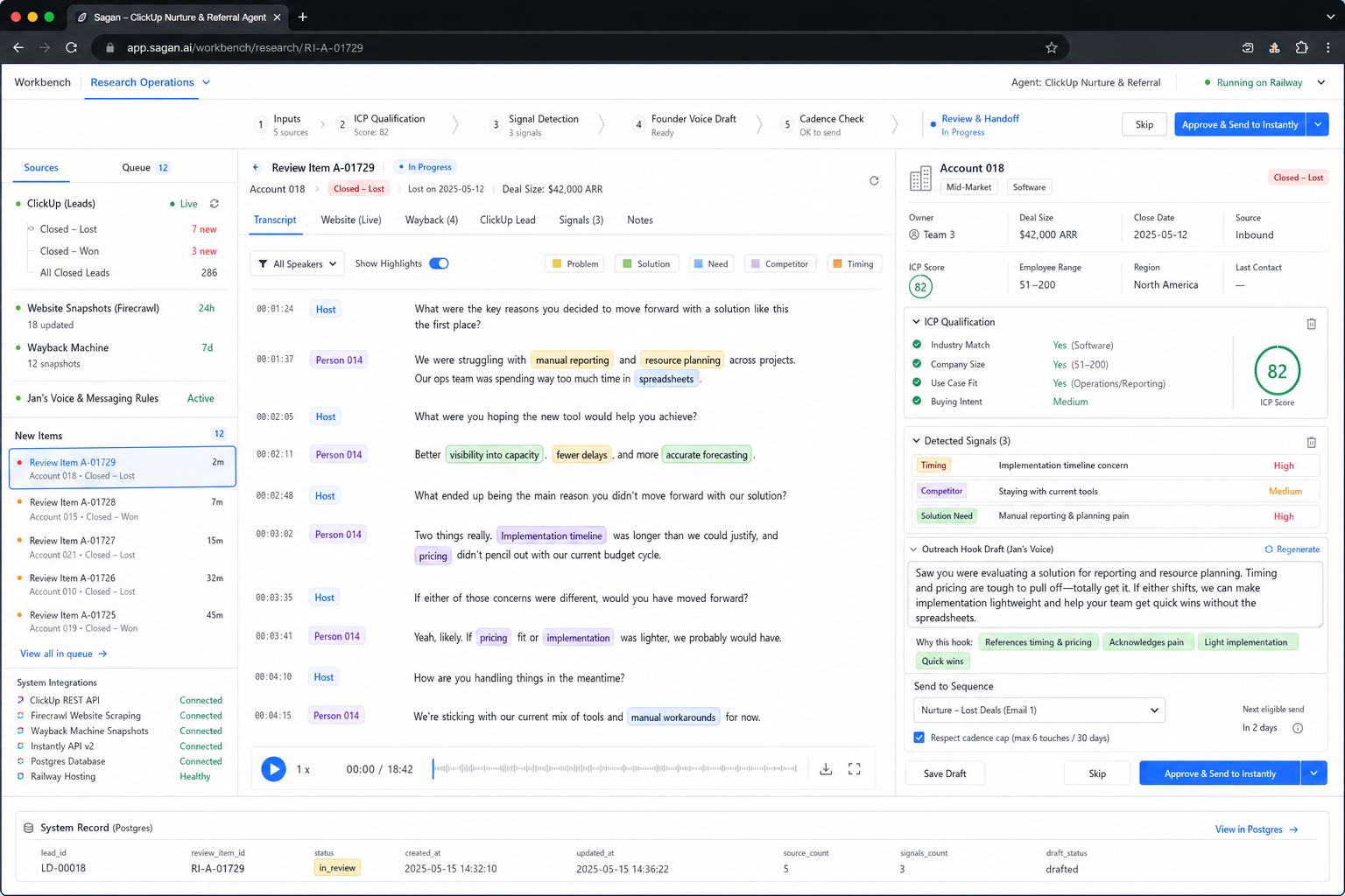 Clickup Nurture & Referral Agent workflow preview