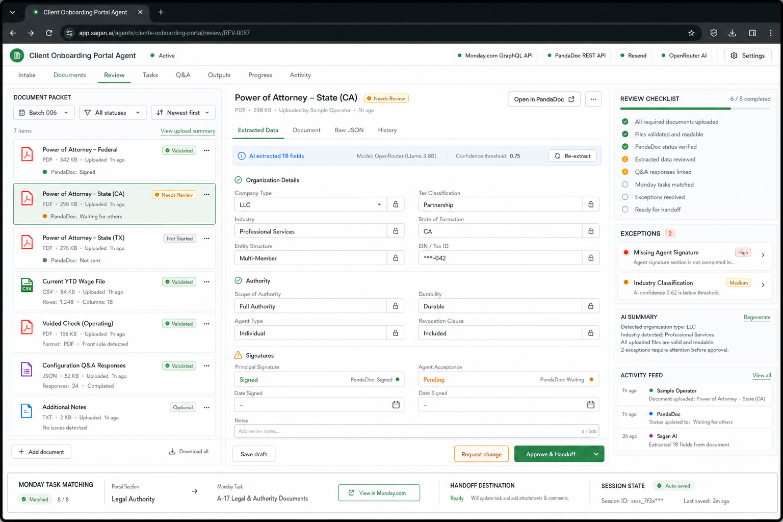 Client Onboarding Portal Agent workflow preview