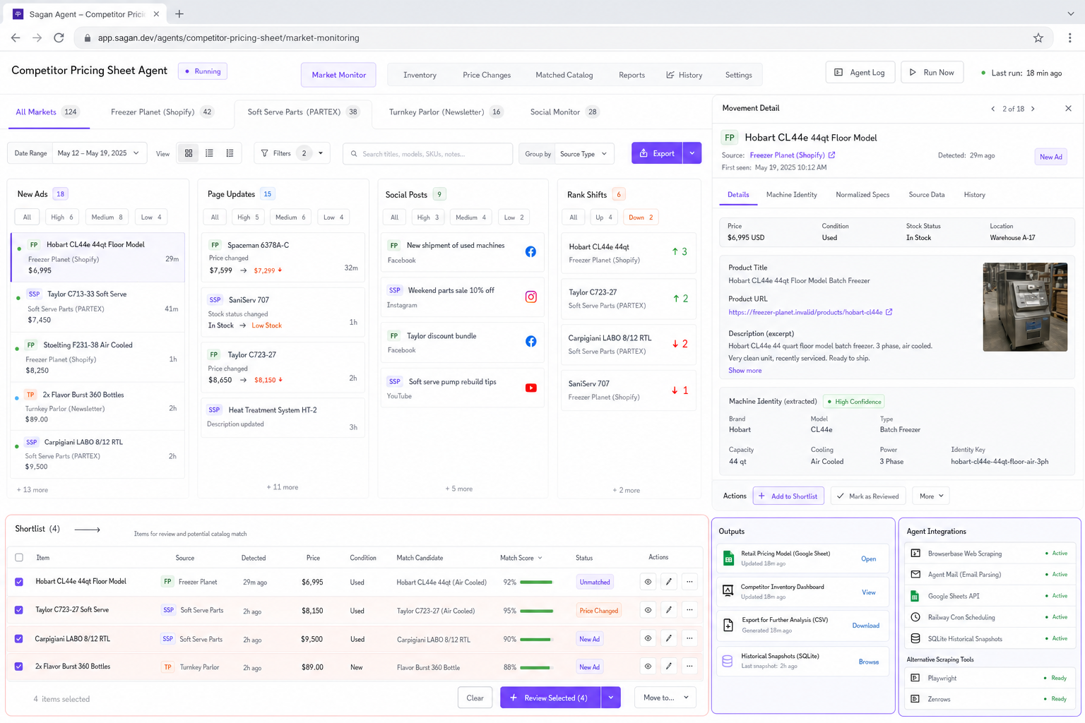 Competitor Pricing Sheet Agent workflow preview