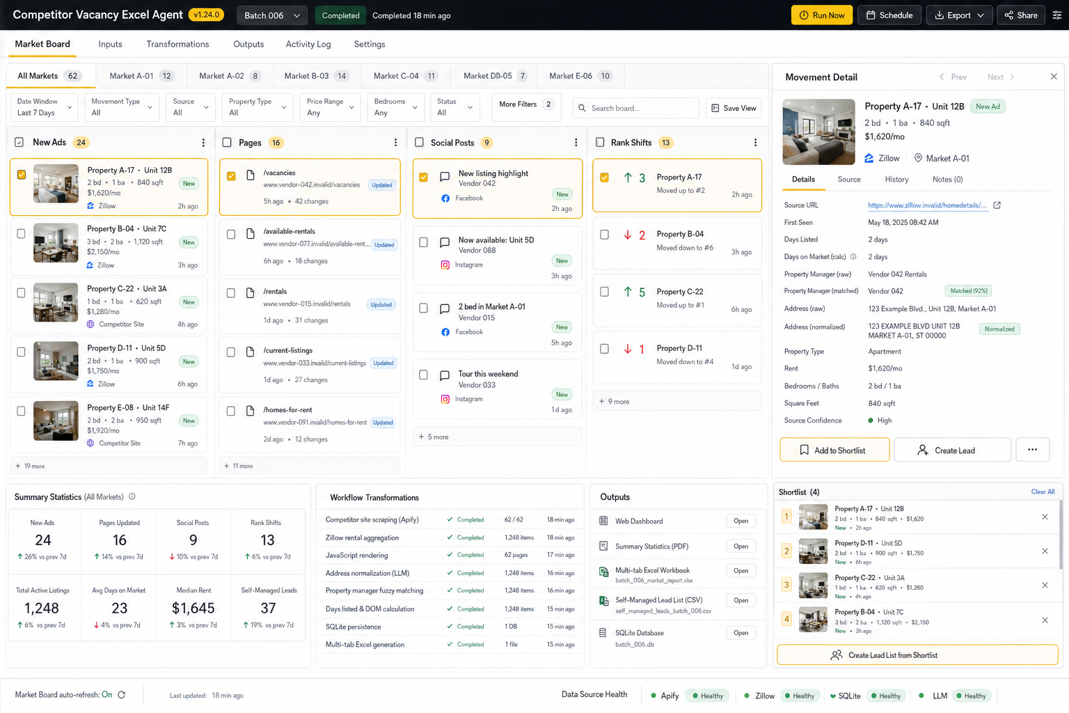 Competitor Vacancy Excel Agent workflow preview