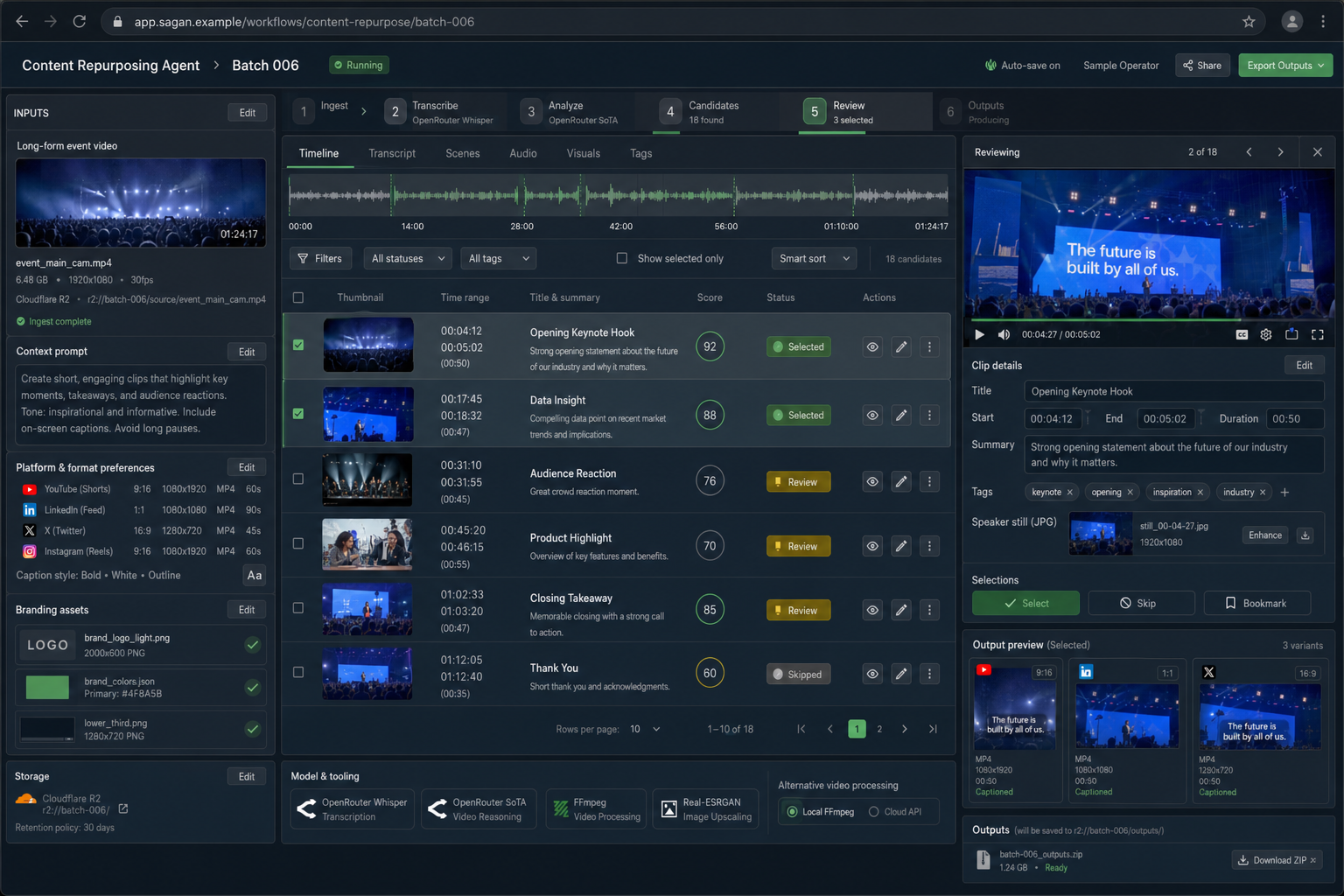Content Repurposing Agent workflow preview