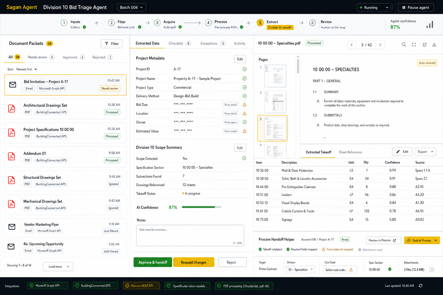 Division 10 Bid Triage Agent workflow preview