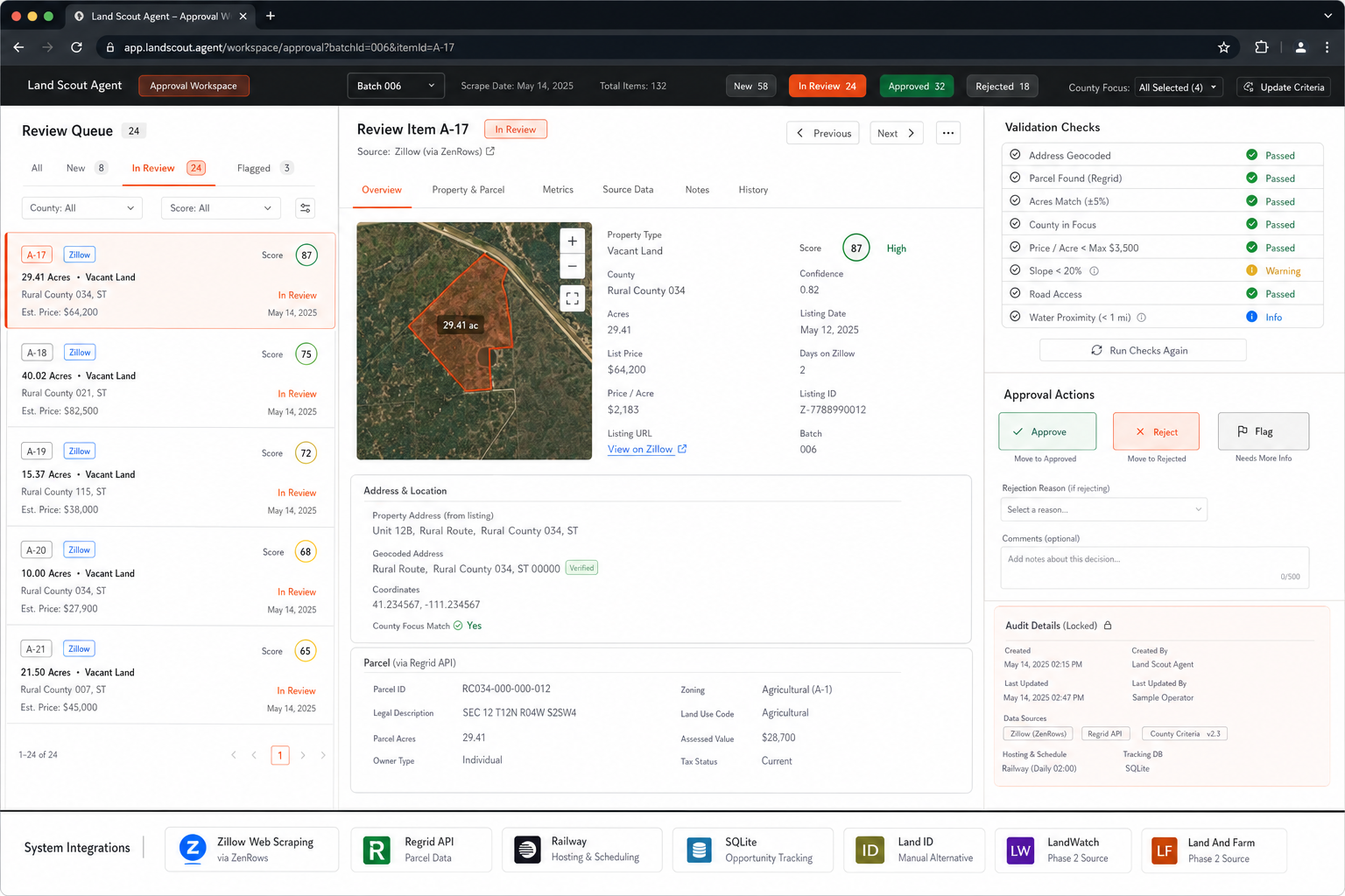 Land Scout Agent workflow preview
