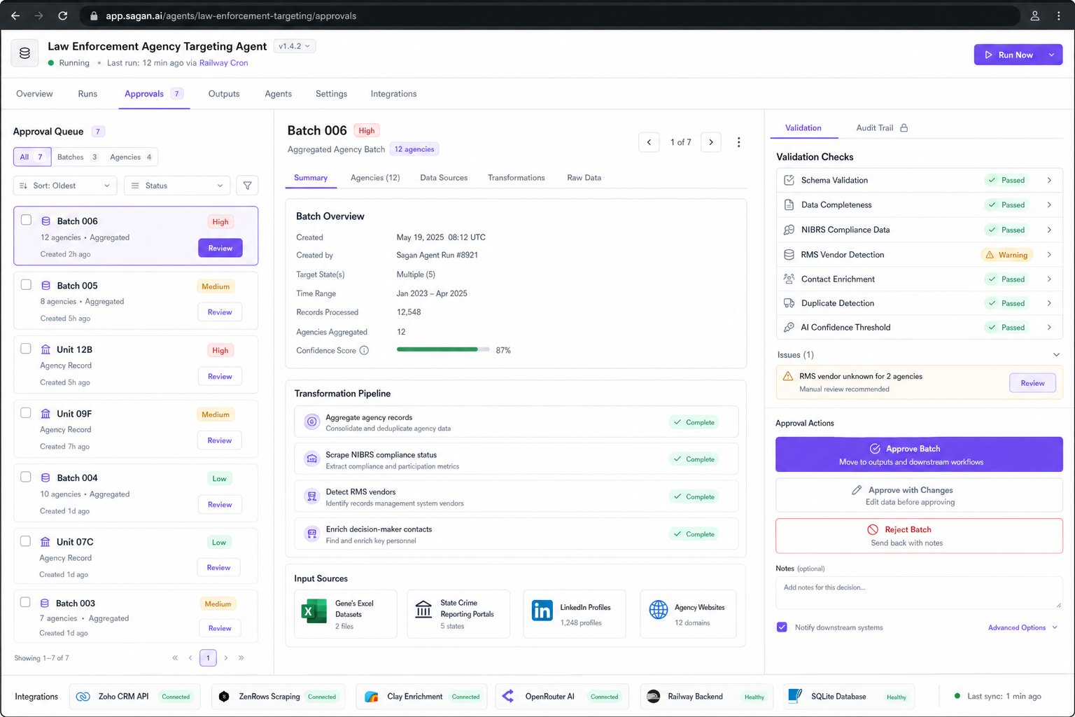 Law Enforcement Agency Targeting Agent workflow preview