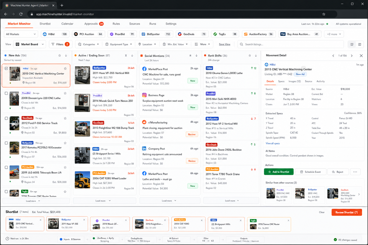 Machine Hunter Agent workflow preview