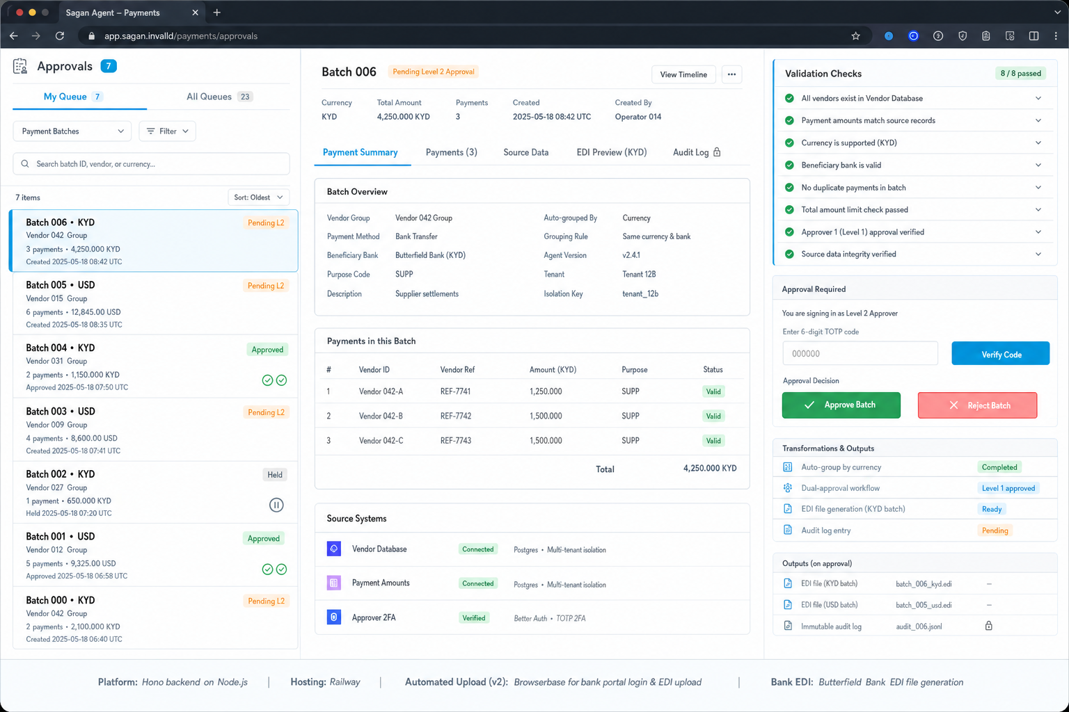 Multi-tenant Payments App Agent workflow preview