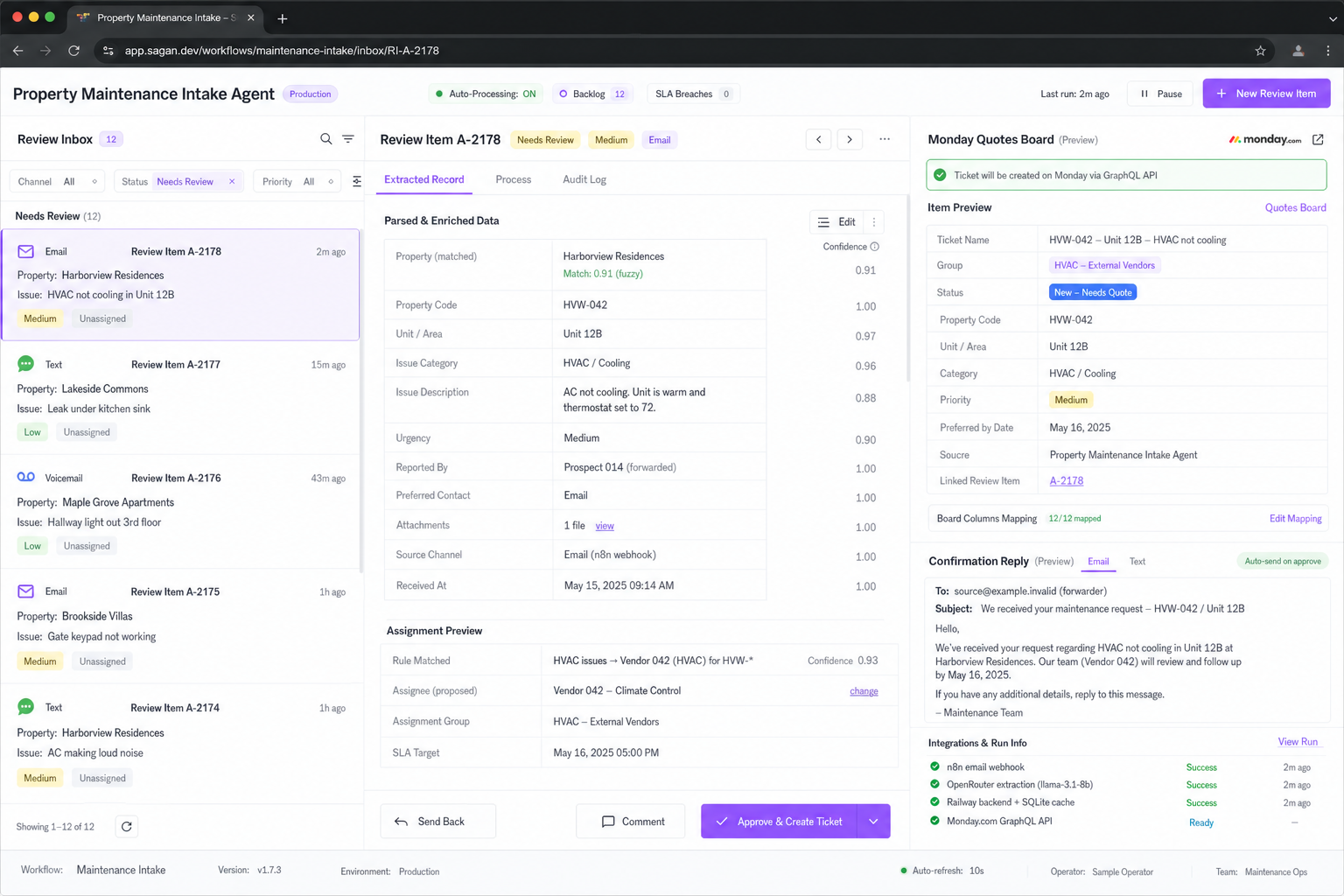 Property Maintenance Intake Agent workflow preview