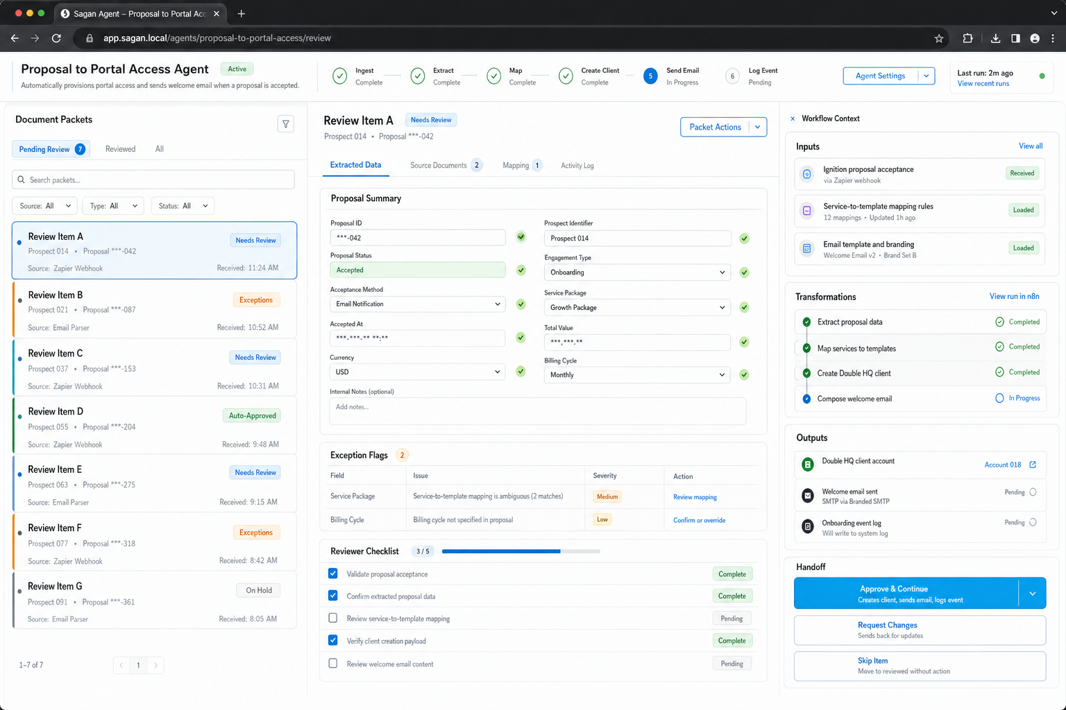 Proposal to Portal Access Agent workflow preview